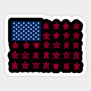 Cute Turtle American Flag Costume Gift Sticker